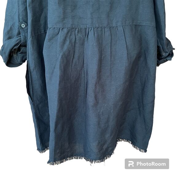 Tommy Bahama St. Lucia Linen Blend Boyfriend Shirt Black Swim Cover Up Women's L - Picture 7 of 12